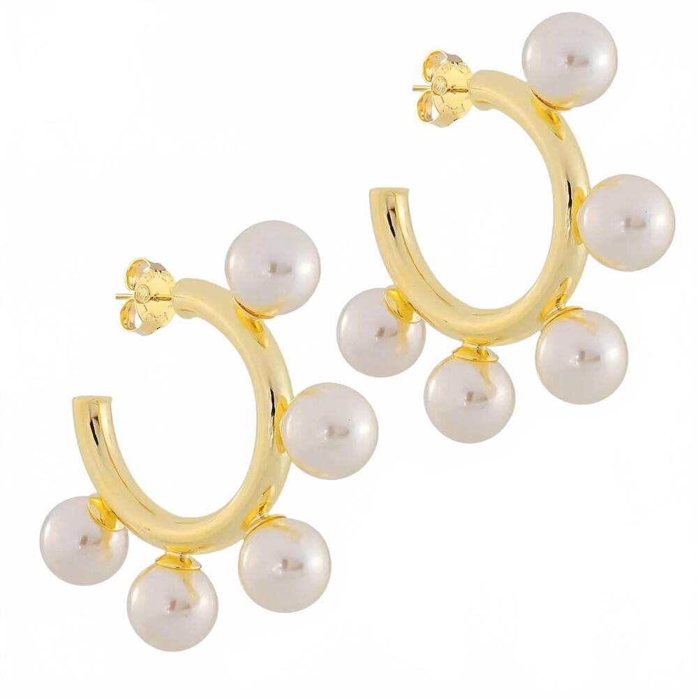 NEW SHEILA FAJL women's gio hoops earrings in shiny gold